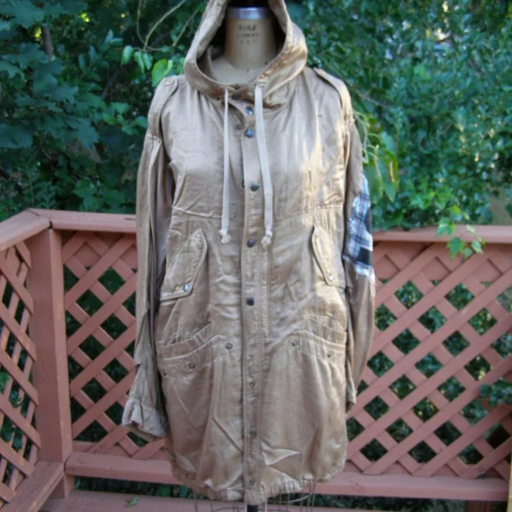 NEW size Small Faith Connexion patch tailcoat parka Los Angeles TAN color